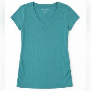 Liz Lange Teal Short Sleeve V-Neck Maternity Top